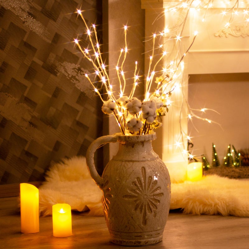 Vanthylit 3PK 30'' Lighted Birch Twig Branches with 60 LED Warm White Bulbs Waterproof Adapter in for Outdoor and Indoor Decor - Image 2